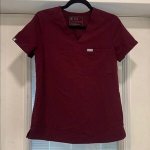 Figs Womens XSmall “Catarina” Burgundy Scrub Top